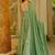 Floral printed muslin square neck green anarkali set
