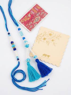 set of 2 traditional bhaiya bhabhi rakhi with roli chawal chandan mishri 4