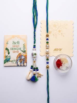 set of 2 traditional bhaiya bhabhi rakhi with roli chawal chandan mishri 3