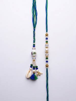 set of 2 traditional bhaiya bhabhi rakhi with roli chawal chandan mishri 4