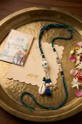 set of 2 traditional bhaiya bhabhi rakhi with roli chawal chandan mishri