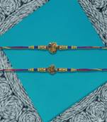 set of 2 peacock design thread rakhi with roli chawal chandan mishri