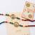 set of 2 multicolor peacock design rakhi with roli chawal chandan mishri