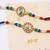 set of 2 multicolor peacock design rakhi with roli chawal chandan mishri