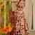 Floral printed muslin v neck maroon anarkali set