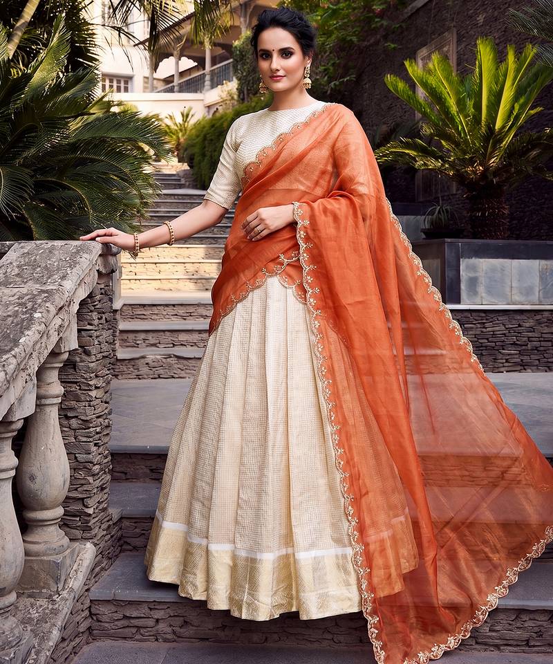 Women Ethnic Wear Jacquard Zari Weaving Lehenga Choli Set with Heavy Dupatta