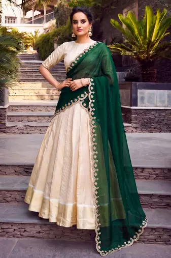 Women Ethnic Wear Jacquard Zari Weaving Lehenga Choli Set with Heavy Dupatta