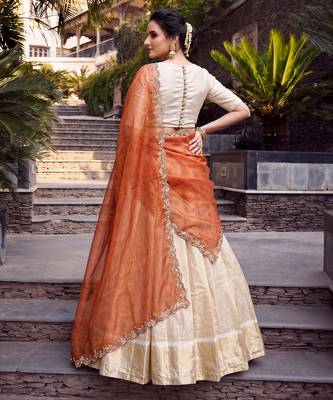 Women Ethnic Wear Jacquard Zari Weaving Lehenga Choli Set with Heavy Dupatta 3