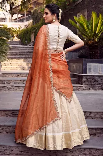 Women Ethnic Wear Jacquard Zari Weaving Lehenga Choli Set with Heavy Dupatta