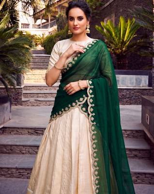 Women Ethnic Wear Jacquard Zari Weaving Lehenga Choli Set with Heavy Dupatta 2