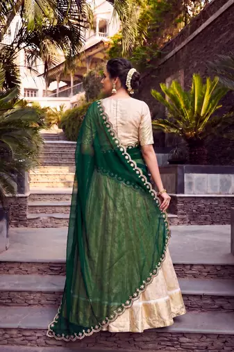 Women Ethnic Wear Jacquard Zari Weaving Lehenga Choli Set with Heavy Dupatta