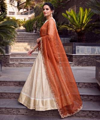 Women Ethnic Wear Jacquard Zari Weaving Lehenga Choli Set with Heavy Dupatta 4