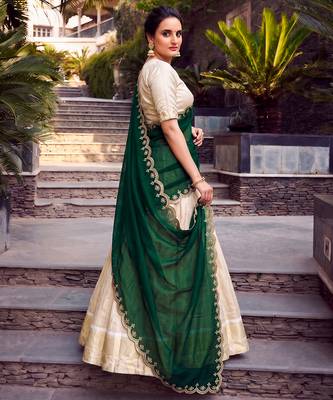 Women Ethnic Wear Jacquard Zari Weaving Lehenga Choli Set with Heavy Dupatta 4