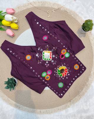 Wine navratri rayon silk blend mirror work blouse 2