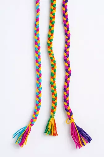 set of 3 multicolor thread rakhi with roli chawal chandan mishri