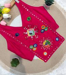 Rani pink navratri rayon silk blend mirror work blouse