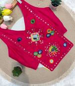 Rani pink navratri rayon silk blend mirror work blouse