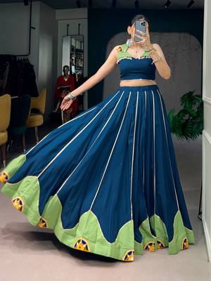Traditional Gamthi Work Rayon Free size Lehenga Choli for Women 2