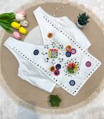 White navratri rayon silk blend mirror work blouse