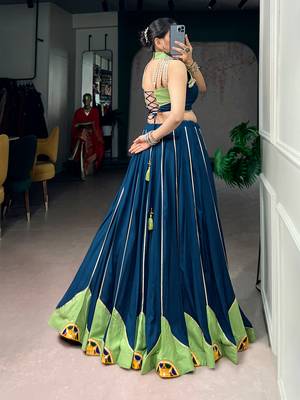 Traditional Gamthi Work Rayon Free size Lehenga Choli for Women 3