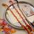 set of 3 multicolor thread rakhi with roli chawal chandan mishri