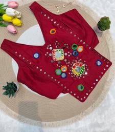 Maroon navratri rayon silk blend mirror work blouse