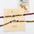 set of 2 silver toned religious rakhi thread rakhi roli chawal chandan mishri