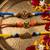 set of 3 rudraksh religious rakhi thread rakhi roli chawal chandan mishri