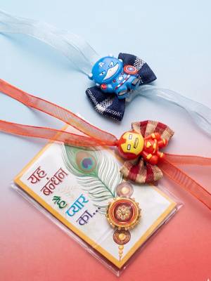 set of 2 superhero kids rakhi with roli chawal chandan mishri 3
