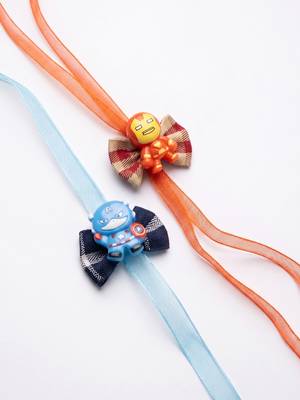 set of 2 superhero kids rakhi with roli chawal chandan mishri 5