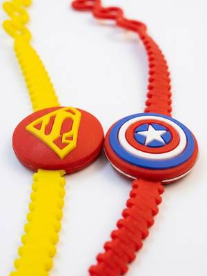 set of 2 superhero kids rakhi with roli chawal chandan mishri 5