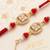 set of 2 artificial stones & beads swastik bhaiya bhabhi rakhi with roli chawal