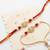 set of 2 artificial stones & beads swastik bhaiya bhabhi rakhi with roli chawal