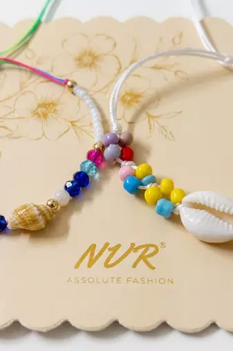 set of 2 artificial beads thread rakhi with roli chawal chandan mishri