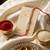 white pearls & red thread rakhi with roli chawal chandan mishri