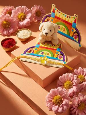transparent beads kids rakhi with roli chawal chandan mishri 1