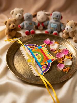 transparent beads kids rakhi with roli chawal chandan mishri 2
