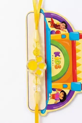 transparent beads kids rakhi with roli chawal chandan mishri