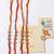 set of 4 artificial stones floral design thread rakhi with roli chawal chandan mishri