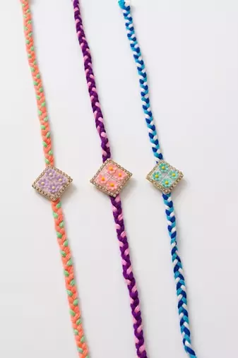 set of 3 multicolor ad thread rakhi with roli chawal chandan mishri