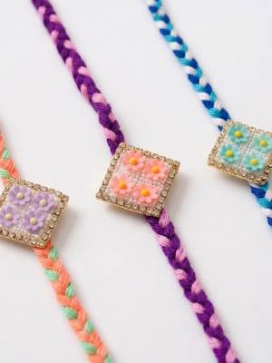 set of 3 multicolor ad thread rakhi with roli chawal chandan mishri 3