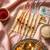 set of 6 rudraksh & artificial beads thread rakhi with roli chawal chandan mishri