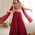Maroon crunchy silk blend indo-western crop top palazzo set with neck dupatta