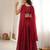 Maroon crunchy silk blend indo-western crop top palazzo set with neck dupatta