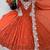 Orange faux blooming anarkali gown set with dupatta