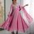 Pink faux blooming anarkali gown set with dupatta