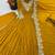 Yellow faux blooming anarkali gown set with dupatta