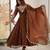 Brown faux blooming anarkali gown set with dupatta