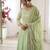 Green faux blooming anarkali gown set with dupatta