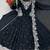 Black faux blooming anarkali gown set with dupatta